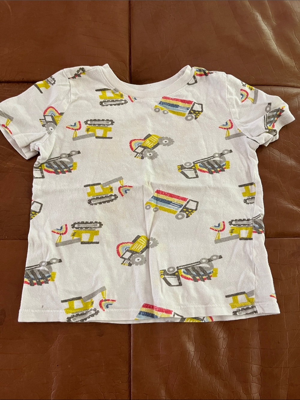 Kids' White Construction-Print Short Sleeve Tee